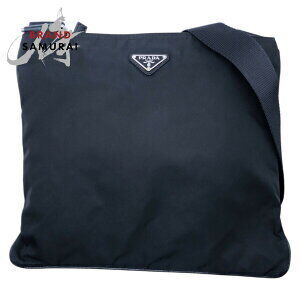 Prada Tessuto triangular logo plate black Nylon Shoulder Bag